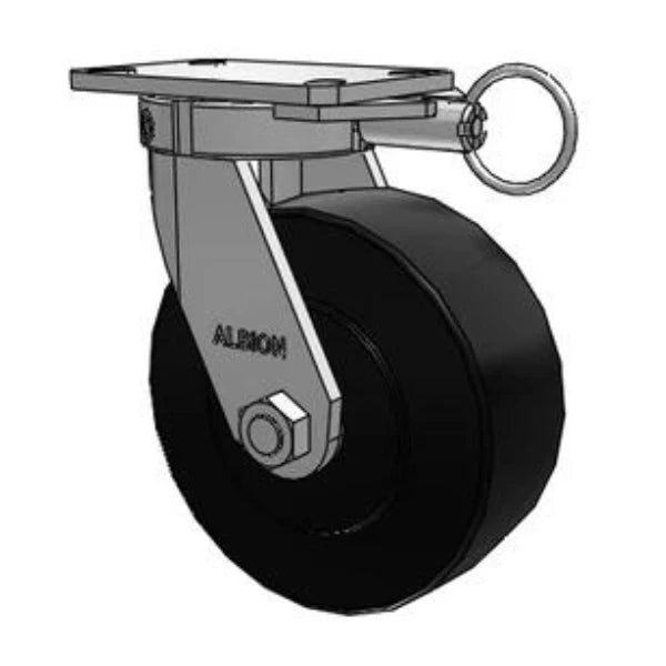 Kingpinless USA-Made 8x3 Trionix Nylon Caster with Swivel Lock, 4100 lb Capacity Albion-Casters