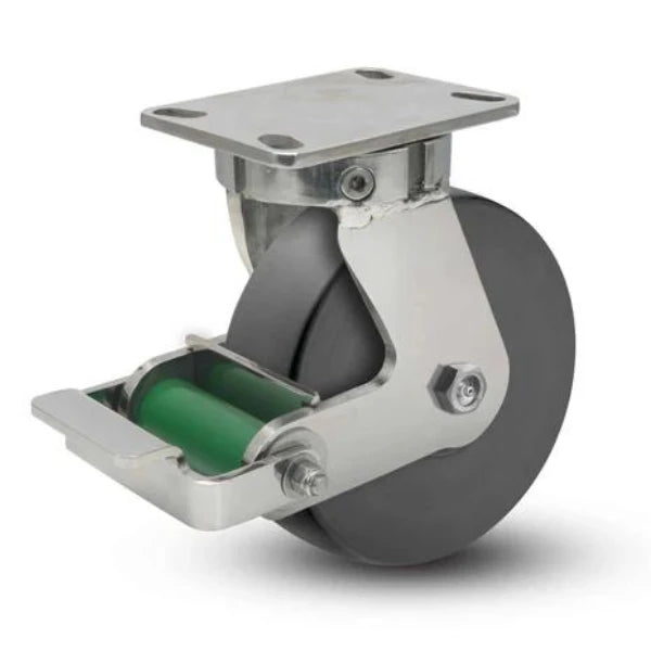 Heavy-Duty Kingpinless 8"x3" Trionix Nylon Caster with Poly-Cam Brake, 4100 lb Capacity Albion-Casters