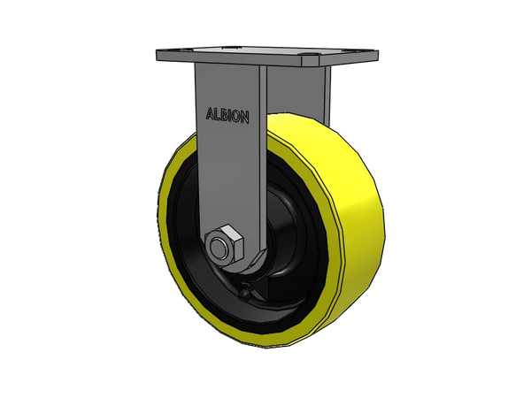 Kingpinless USA-Rig 8"x3" Heavy-Duty Poly-on-Iron Rigid Caster | 4000 lb Load Capacity | 6.25"x4.5" Plate | HD Ergonomic | Albion Casters SKU 310PF08528R Albion-Casters