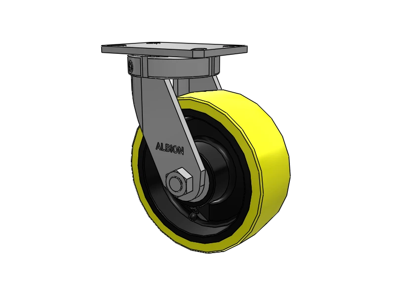 Albion Casters Kingpinless USA-rig 8" x 3" Heavy-Duty Poly-on-Iron Caster with 6.25" x 4.5" Plate - High-Performance Industrial Caster for Heavy Loads Albion-Casters
