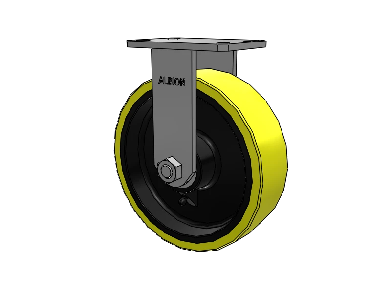 Kingpinless USA-rig 10"x3" Heavy-Duty Poly-on-Iron Rigid Caster | 4100 lb Capacity | 6.25"x4.5" Plate | High-Durability HD Ergonomic Wheel Albion-Casters