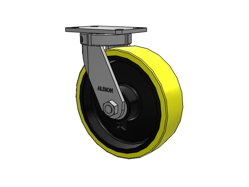 Kingpinless USA-Rig 10"x3" HD Poly-on-Iron Caster | 4100 lb Load Capacity | 6.25"x4.5" Plate Albion-Casters