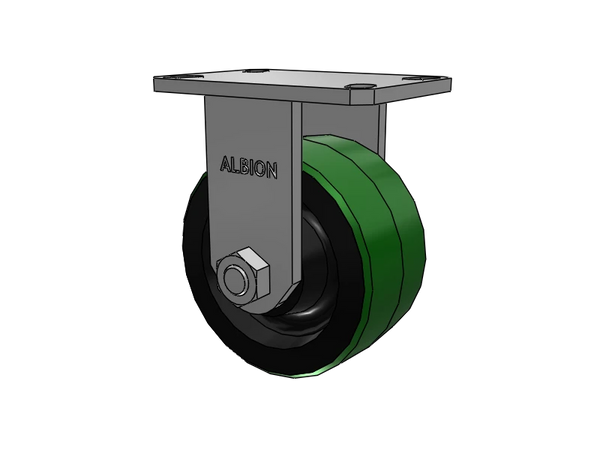Albion Casters 6" x 3" Kingpinless Rigid Polyurethane-on-Iron Wheel Caster - USA-Made with 6-1/4" x 4-1/2" Top Plate - Model 310PY06501R Albion-Casters