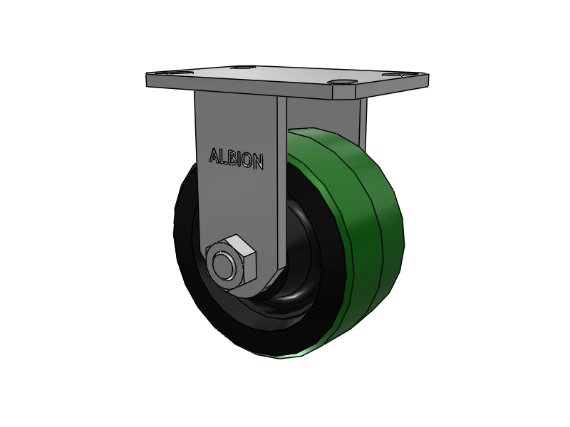 Albion Casters 6" x 3" Kingpinless Rigid Polyurethane-on-Iron Wheel Caster - USA-Made with 6-1/4" x 4-1/2" Top Plate - Model 310PY06501R Albion-Casters