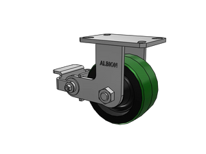 Albion 310PY06501RP 6" x 3" Poly-on-Iron Rigid Kingpinless Caster w/ Brake