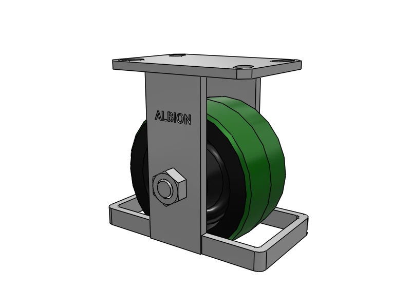 Albion Casters Kingpinless 6" x 3" Green Poly-on-Iron Rigid Caster with Toe Guard - 6.25" x 4.5" Plate | Heavy-Duty Industrial Caster for Smooth Mobility and Enhanced Durability Albion-Casters
