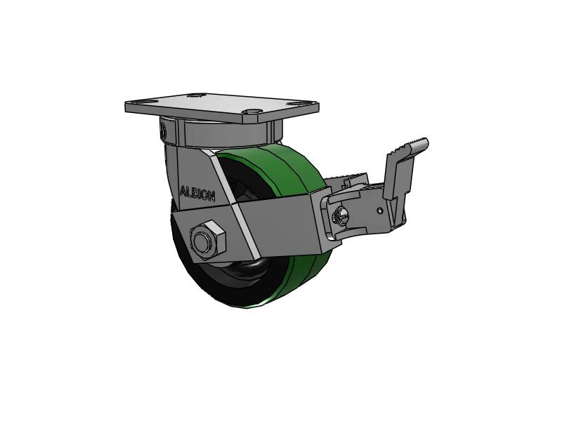 Albion Casters 6" x 3" Kingpinless Top Lock Polyurethane-on-Iron Wheel Caster - USA-Made, 6-1/4" x 4-1/2" Top Plate, Heavy-Duty Performance - Model 310PY06501SFBB Albion-Casters