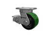 Albion Casters Kingpinless 6" x 3" Green Poly-on-Iron Caster with Poly-Cam Brake – Heavy-Duty 6.25" x 4.5" Plate for Industrial Use | Model 310PY06501SP Albion-Casters