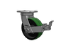 Albion Casters Kingpinless 8" x 3" Green Poly-on-Iron Caster with Top Lock - Heavy-Duty 6.25" x 4.5" Plate - Model 310PY08501SFBB Albion-Casters