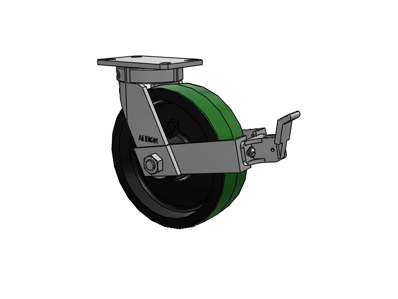 Albion Casters Kingpinless 10" x 3" Green Poly-on-Iron Caster with Face Brake – High Load Capacity, Durable Industrial Caster with 6.25" x 4.5" Plate | Model 310PY10501SFBB Albion-Casters