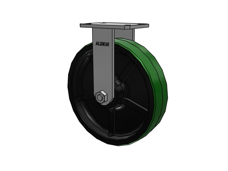 Albion Casters Value Kingpinless 12" x 3" Green Poly-on-Iron Rigid Caster with 6.25" x 4.5" Plate – High-Performance Industrial Caster for Heavy-Duty Applications | Model 310PY12501R Albion-Casters