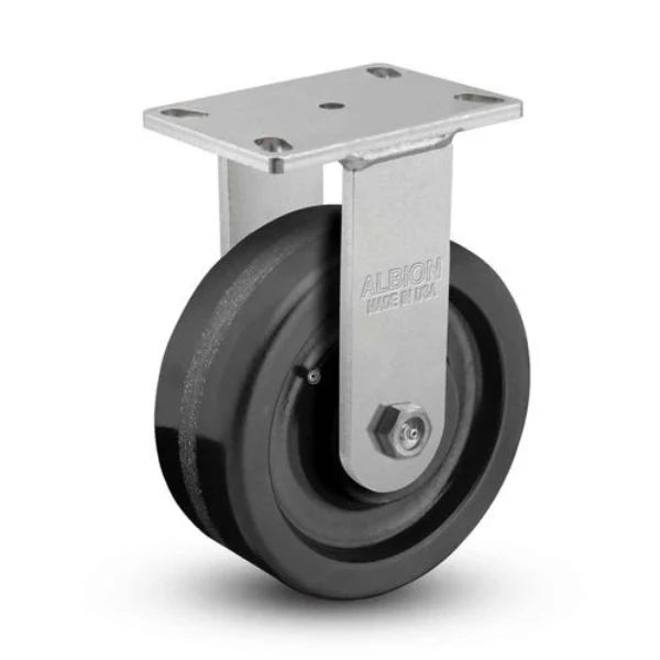 USA-Made 6"x3" Kingpinless Rigid Caster with Phenolic Wheel | High Capacity 2000 lb Albion-Casters