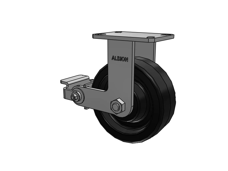 Albion Casters Kingpinless 8" x 3" Phenolic Rigid Caster with Poly-Cam Brake & 6.25" x 4.5" Plate - Heavy-Duty USA Model 310TM08501RP Albion-Casters