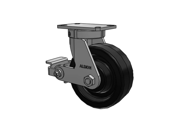 Albion Casters Kingpinless 8" x 3" Phenolic Caster with Poly-Cam Brake and 6.25" x 4.5" Plate - Heavy-Duty USA Made, Model 310TM08501SP Albion-Casters