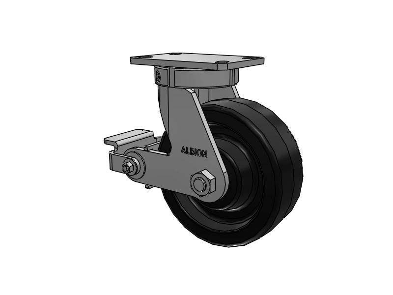 Albion Casters Kingpinless 8" x 3" Phenolic Caster with Poly-Cam Brake and 6.25" x 4.5" Plate - Heavy-Duty USA Made, Model 310TM08501SP Albion-Casters