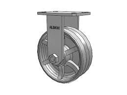 Kingpinless 8"x3" Cast Iron V-Groove Wheel Rigid Caster with 6.25"x4.5" Plate - 2500 lb Load Capacity Albion-Casters