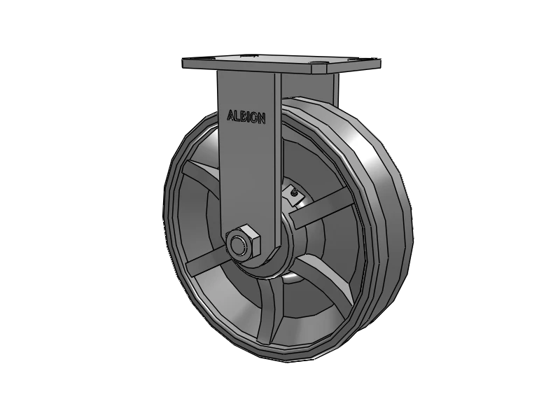 Albion Casters Kingpinless 10" x 3" Cast Iron V-Groove Wheel Rigid Caster - Heavy-Duty, Durable with 6.25" x 4.5" Plate | Model 310VG10501R Albion-Casters