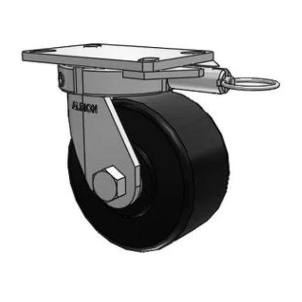 Stainless HD Kingpinless 6x3 Trionix Nylon Caster with 6.25x4.5 Top Plate & Swivel Lock - 3000 lb Load Capacity Albion-Casters