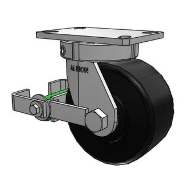 Stainless Steel Kingpinless 6"x3" Trionix Nylon Caster with Poly-Cam Brake, 3000 lb Capacity Albion-Casters