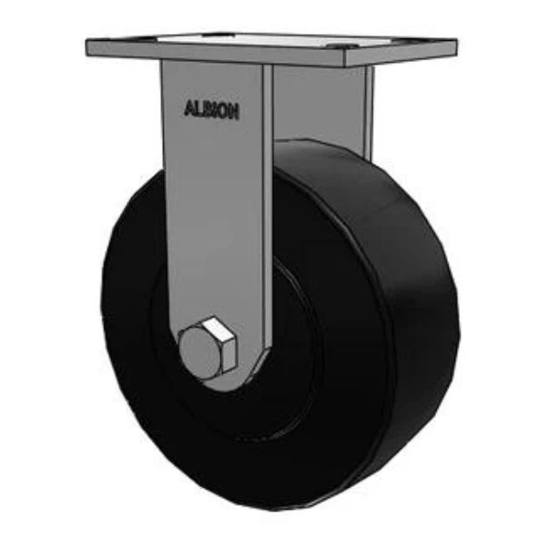 Stainless Steel 8"x3" Kingpinless Rigid Caster, 3000 lb Capacity, Trionix Nylon Wheel Albion-Casters