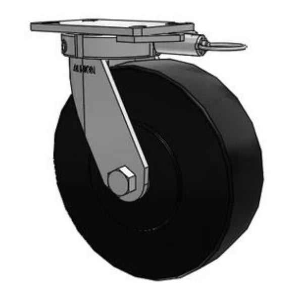 Stainless HD Kingpinless 10"x3" Trionix Nylon Caster with Swivel Lock, 3000 lb Capacity, 6.25"x4.5" Top Plate Albion-Casters
