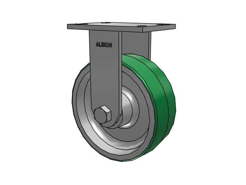 Albion Casters Stainless HD Kingpinless 8" x 3" Poly-on-Aluminum Rigid Caster - 6.25" x 4.5" Plate, High-Duty Performance, Model 330PD08501R Albion-Casters
