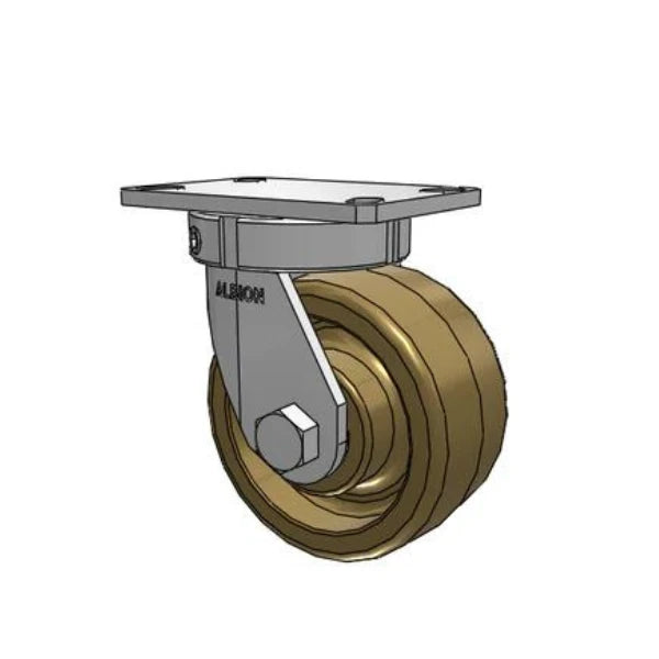 Albion Casters Kingpinless 6"x3" High-Heat Phenolic Wheel Caster - 2000 lb Capacity, 6.25"x4.5" Plate, USA-Made - SKU 330TR06528S Albion-Casters