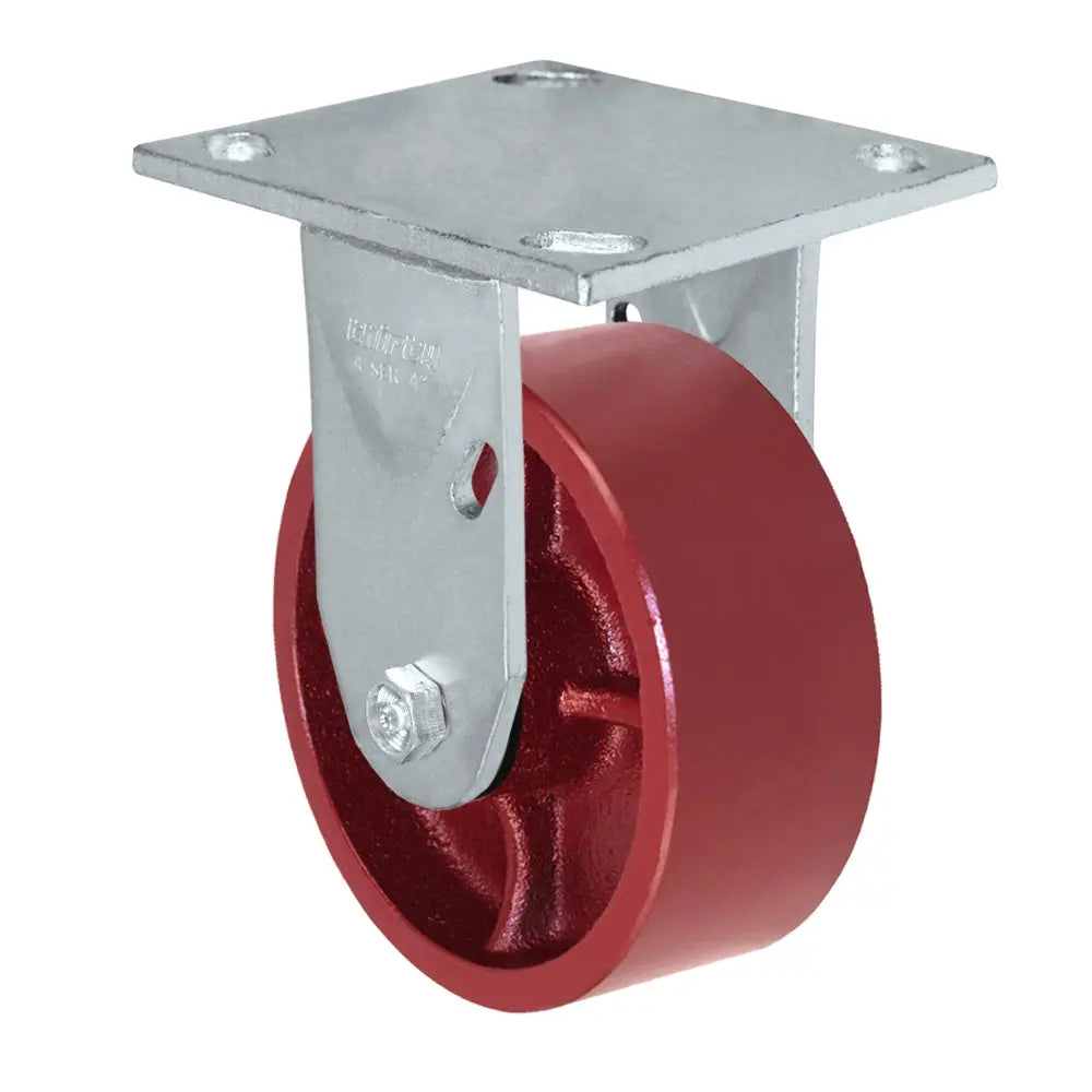 Durastar Medium Heavy Duty 34 Series - 4" x 2" Ductile Steel Rigid Caster - 1250 lb Capacity, & 4" x 4-1/2" Top Plate -  | CasterHQ