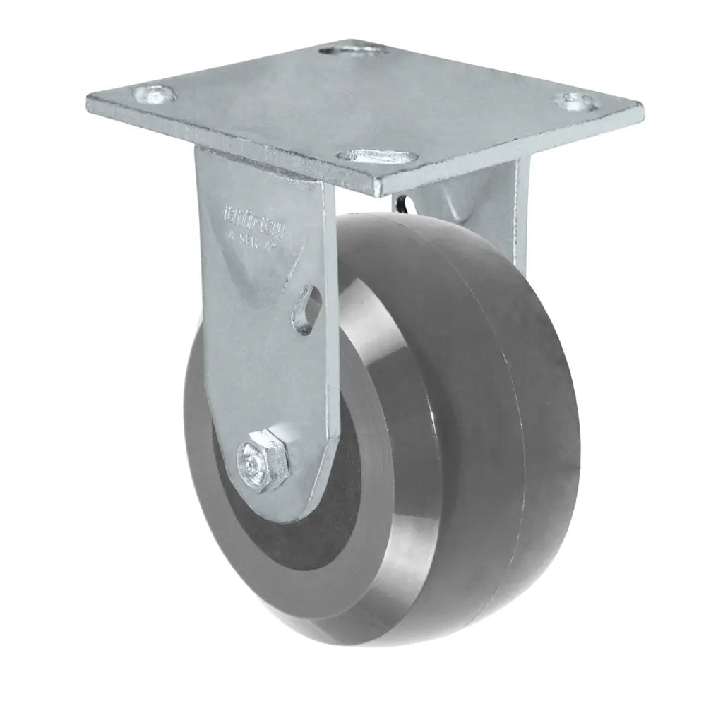 Durastar Medium Heavy Duty 34 Series - 4" x 2" Heavy Duty Solid Polyurethane on Glass-filled Nylon Rigid Caster - 1200 lb Capacity, & 4" x 4-1/2" Top Plate -  | CasterHQ