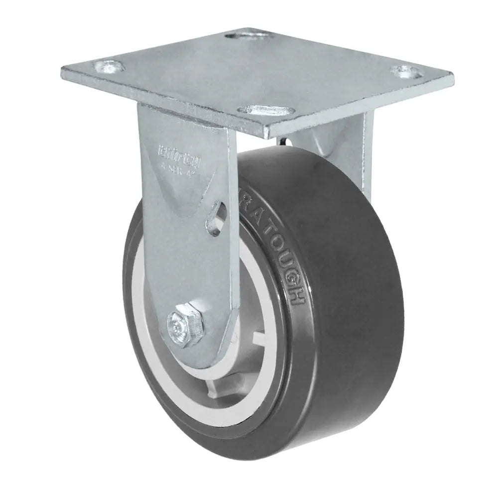 Durastar Medium Heavy Duty 34 Series - 4" x 2" DURATOUGH Polyurethane on Polyolefin Rigid Caster - 700 lb Capacity, & 4" x 4-1/2" Top Plate -  | CasterHQ