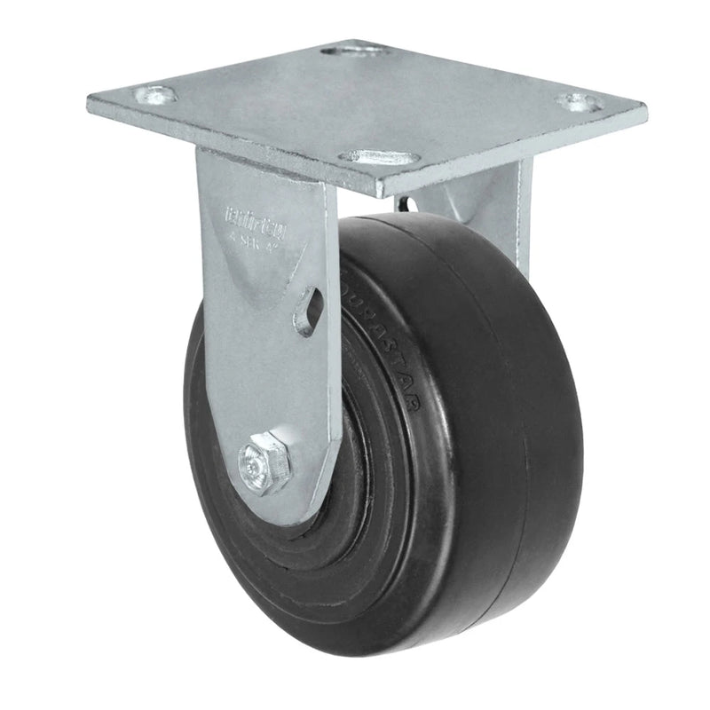 Durastar Medium Heavy Duty 34 Series - 4" x 2" Rubber on Glass-filled Nylon Rigid Caster - 400 lb Capacity, & 4" x 4-1/2" Top Plate Durastar