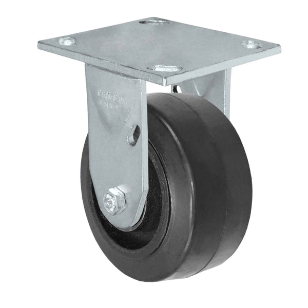 Durastar Medium Heavy Duty 34 Series - 4" x 2" Rubber on Steel Rigid Caster - 400 lb Capacity, & 4" x 4-1/2" Top Plate Durastar