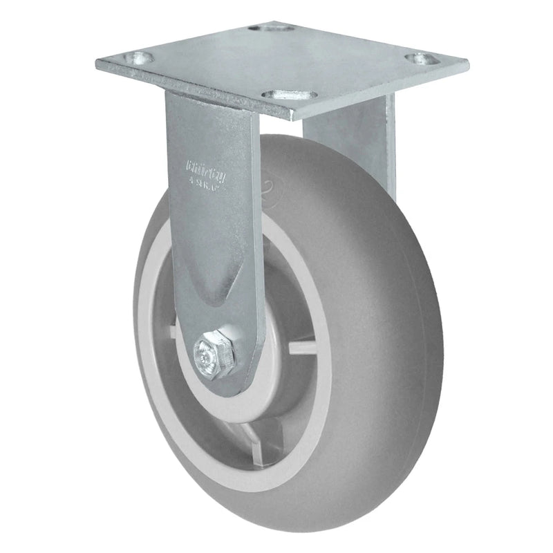 Durastar Medium Heavy Duty 34 Series - 5" x 2" Donut Thermoplastic Rubber Rigid Caster - 350 lb Capacity, & 4" x 4-1/2" Top Plate Durastar