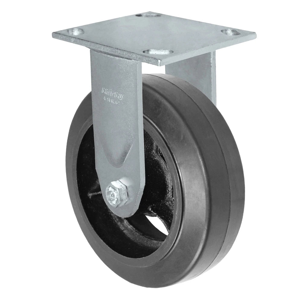 Durastar Medium Heavy Duty 34 Series - 5" x 2" Rubber on Steel Rigid Caster - 450 lb Capacity, & 4" x 4-1/2" Top Plate Durastar