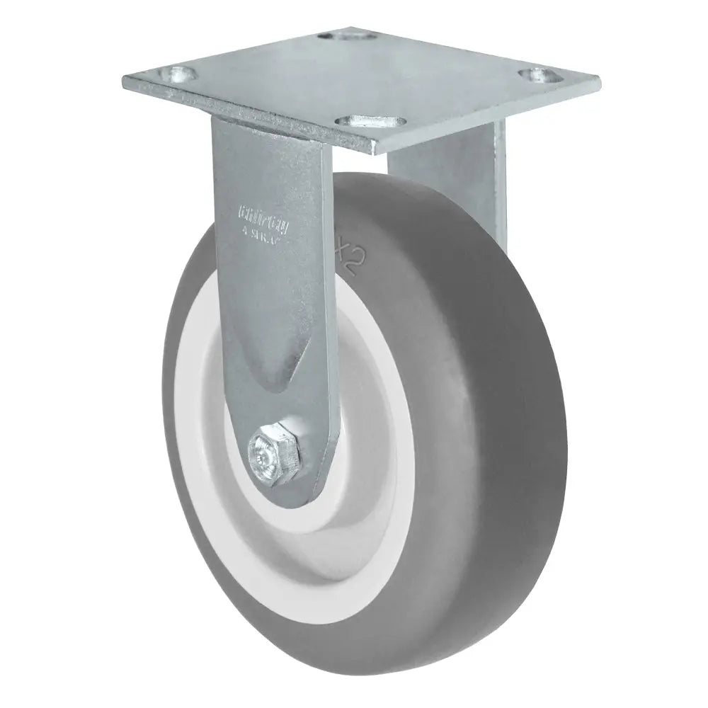 Durastar Medium Heavy Duty 34 Series - 5" x 2" Thermoplastic Rubber Rigid Caster - 350 lb Capacity, & 4" x 4-1/2" Top Plate -  | CasterHQ