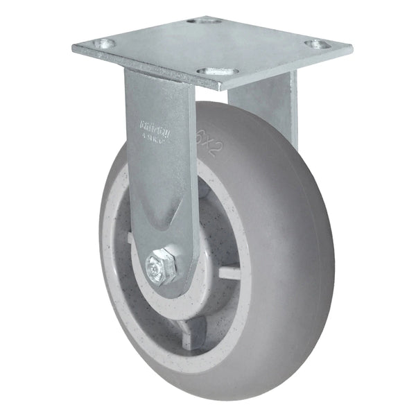 Durastar Medium Heavy Duty 34 Series - 6" x 2" Duratek Donut High Tech Rubber Rigid Caster - 600 lb Capacity, & 4" x 4-1/2" Top Plate Durastar