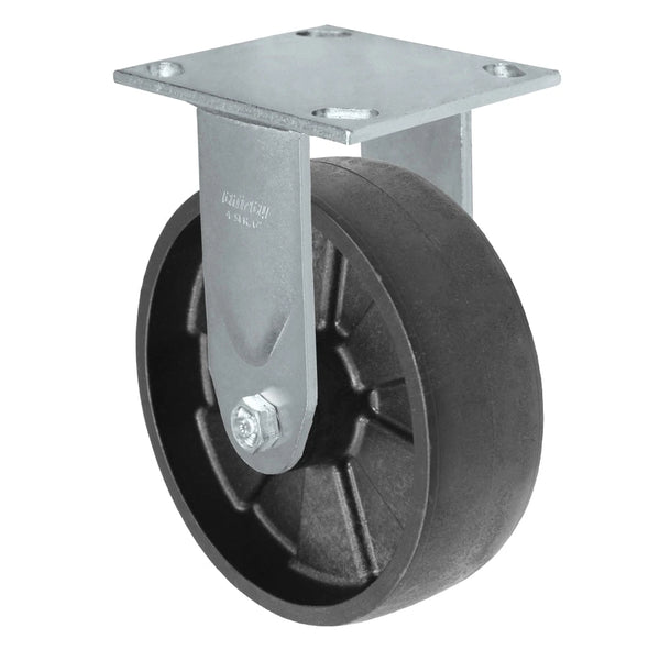 Durastar Medium Heavy Duty 34 Series - 6" x 2" Glass-filled Nylon Rigid Caster - 1200 lb Capacity, & 4" x 4-1/2" Top Plate Durastar
