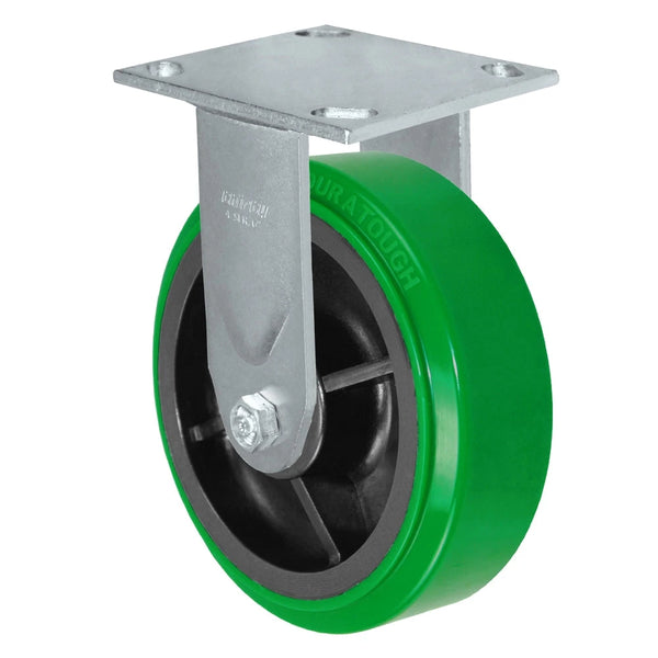 Durastar Medium Heavy Duty 34 Series - 6" x 2" Polyurethane on Glass-filled Nylon Rigid Caster - 1200 lb Capacity, & 4" x 4-1/2" Top Plate Durastar
