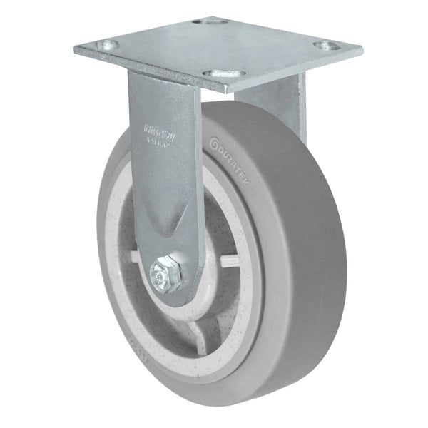 Durastar Medium Heavy Duty 34 Series - 6" x 2" Duratek High Tech Rubber Rigid Caster - 600 lb Capacity, & 4" x 4-1/2" Top Plate Durastar