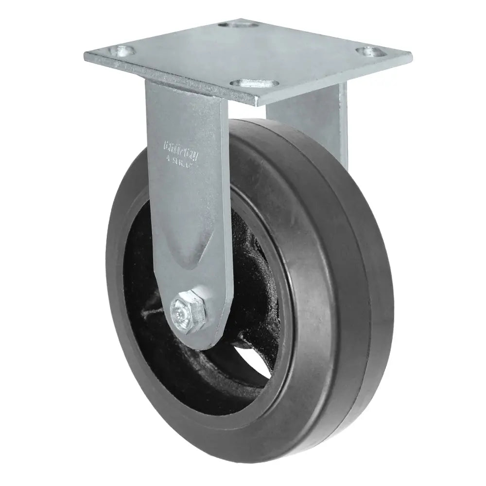 Durastar Medium Heavy Duty 34 Series - 6" x 2" Rubber on Steel Rigid Caster - 550 lb Capacity, & 4" x 4-1/2" Top Plate -  | CasterHQ