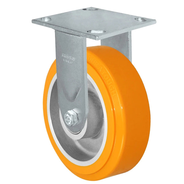 Durastar Medium Heavy Duty 34 Series - 6" x 2" Sirius Heavy Duty Polyurethane on Aluminum Rigid Caster - 1250 lb Capacity, & 4" x 4-1/2" Top Plate Durastar