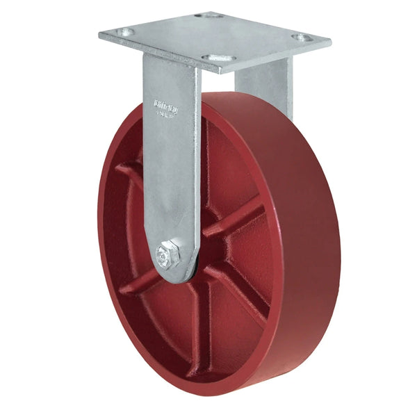 Durastar Medium Heavy Duty 34 Series - 8" x 2" Ductile Steel Rigid Caster - 1250 lb Capacity, & 4" x 4-1/2" Top Plate Durastar