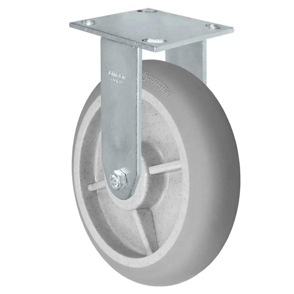 Durastar Medium Heavy Duty 34 Series - 8" x 2" Duratek Donut High Tech Rubber Rigid Caster - 675 lb Capacity, & 4" x 4-1/2" Top Plate -  | CasterHQ