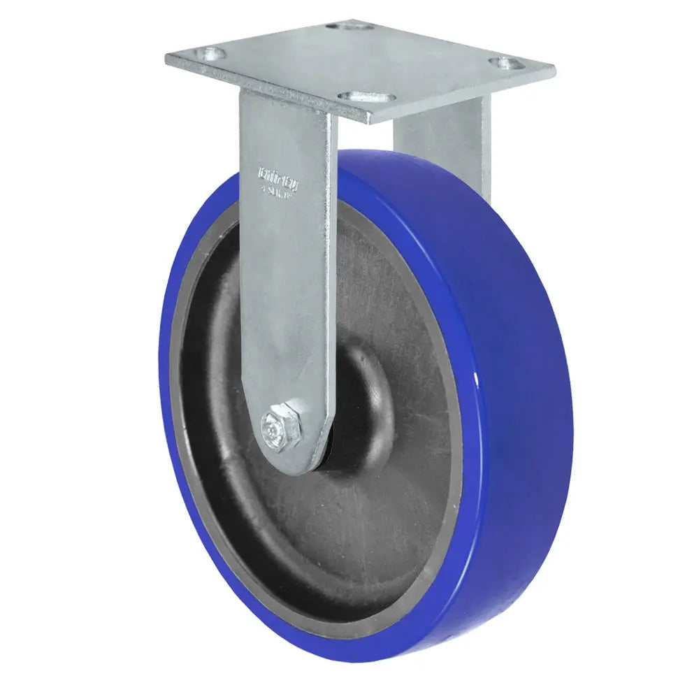 Durastar Medium Heavy Duty 34 Series - 8" x 2" Polyurethane on Glass-filled Nylon - MU (10mm Thick Tread) Rigid Caster - 1250 lb Capacity, & 4" x 4-1/2" Top Plate -  | CasterHQ