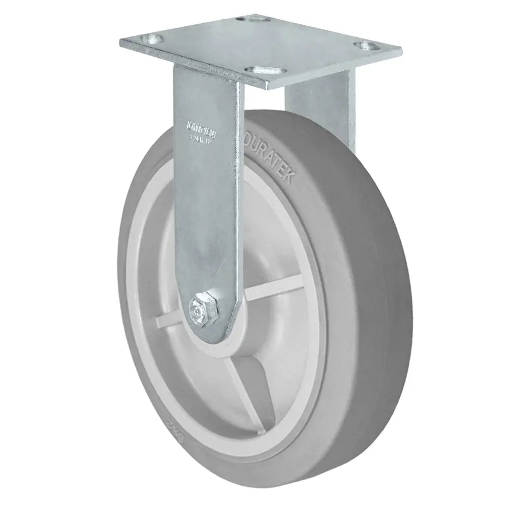 Durastar Medium Heavy Duty 34 Series - 8" x 2" Duratek High Tech Rubber Rigid Caster - 675 lb Capacity, & 4" x 4-1/2" Top Plate -  | CasterHQ