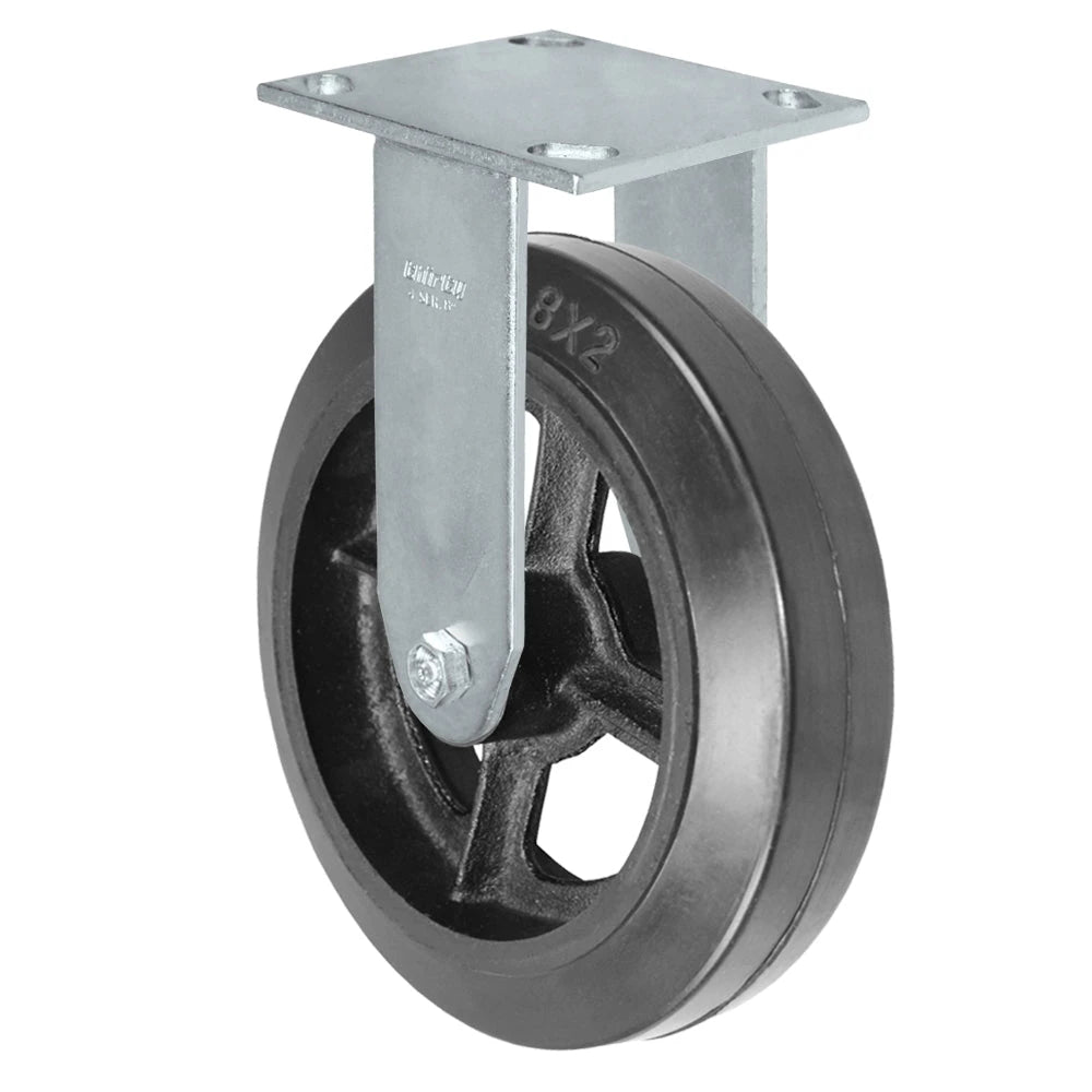 Durastar Medium Heavy Duty 34 Series - 8" x 2" Rubber on Steel Rigid Caster - 600 lb Capacity, & 4" x 4-1/2" Top Plate Durastar