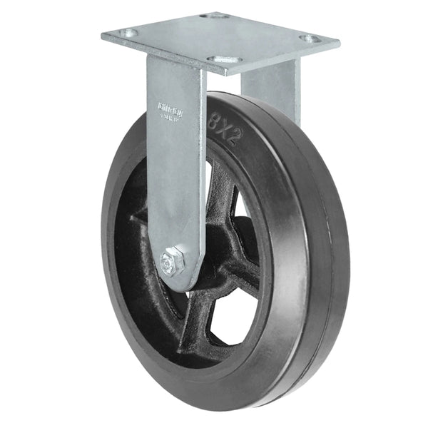 Durastar Medium Heavy Duty 34 Series - 8" x 2" Rubber on Steel Rigid Caster - 600 lb Capacity, & 4" x 4-1/2" Top Plate Durastar