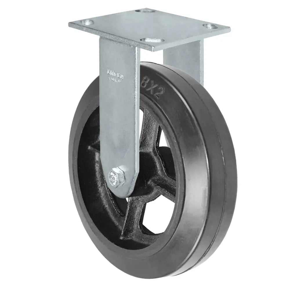 Durastar Medium Heavy Duty 34 Series - 8" x 2" Rubber on Steel Rigid Caster - 600 lb Capacity, & 4" x 4-1/2" Top Plate -  | CasterHQ