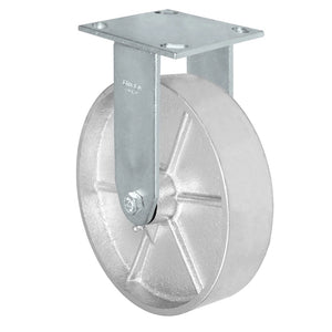 8" x 2" Semi-Steel Rigid Caster – 1400 lb – 4" x 4-1/2" Plate