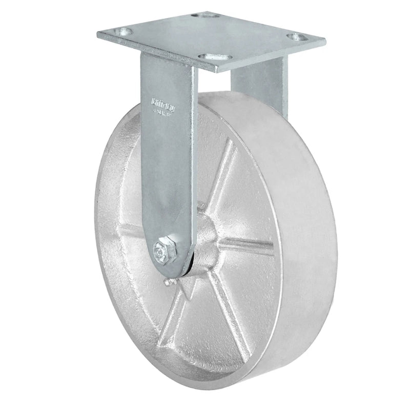 Durastar Medium Heavy Duty 34 Series - 8" x 2" Semi-Steel Rigid Caster - 1250 lb Capacity, & 4" x 4-1/2" Top Plate Durastar